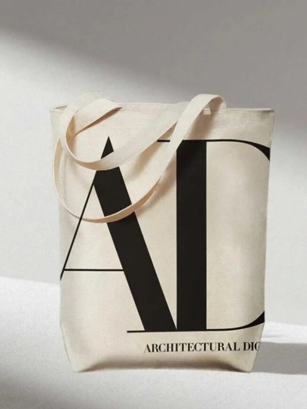 Architectural Digest Canvas Cloth Tote Bag Beige Black Logo